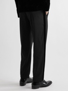 Giorgio Armani - Straight-Leg Striped Velvet-Trimmed Wool Tuxedo Trousers - Black