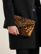 SAINT LAURENT - Logo-Appliquéd Leopard-Print Calf Hair Pouch
