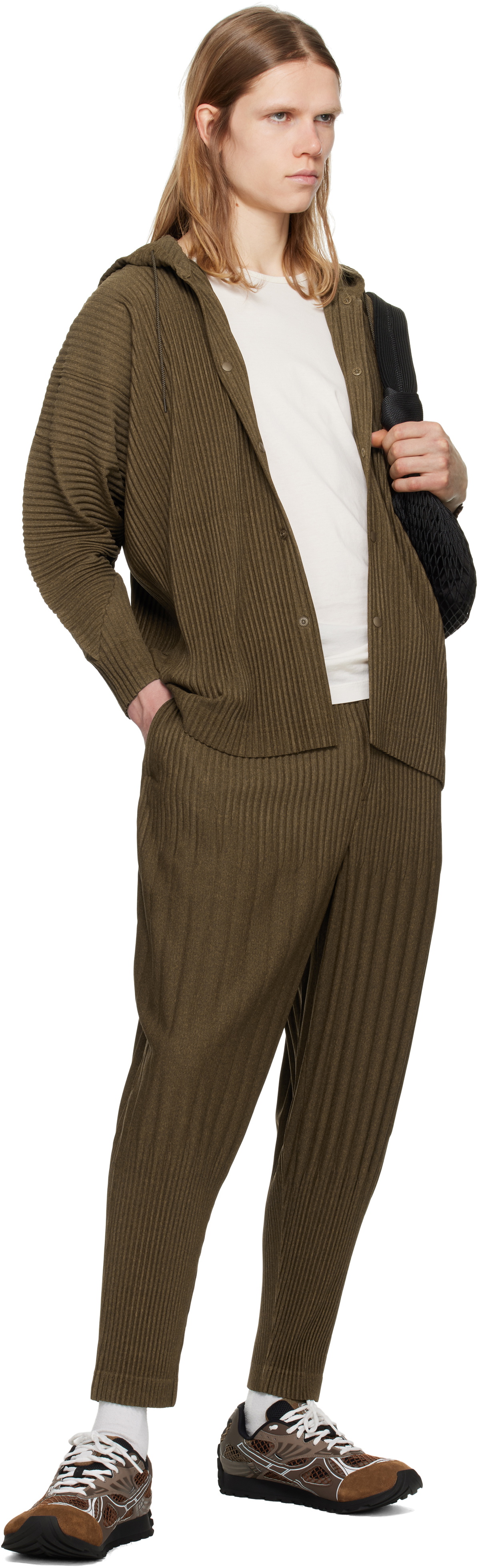 HOMME PLISSÉ ISSEY MIYAKE Brown Heather Pleats Hoodie