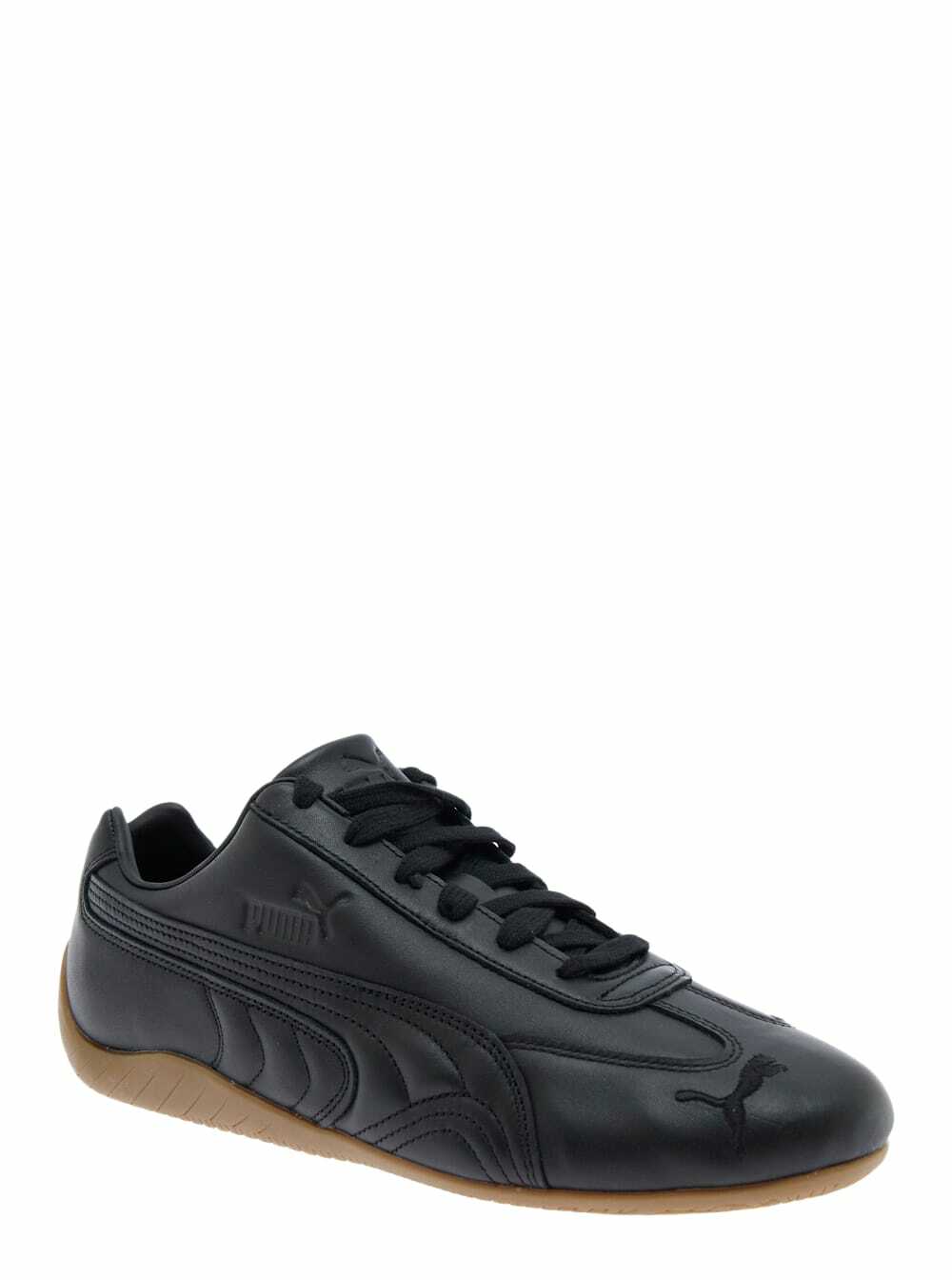 Puma speedcat Black Low Top Sneakers With Embossed Logo On The Tongue And Contrasting Sole In Leather Unisex