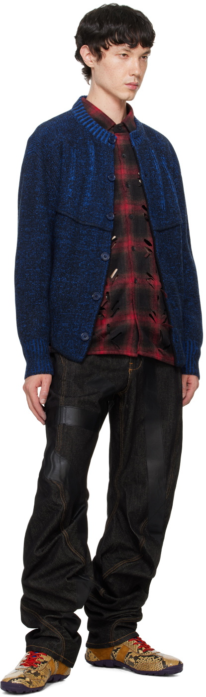 Juntae Kim Red Laser-Slashed Shirt