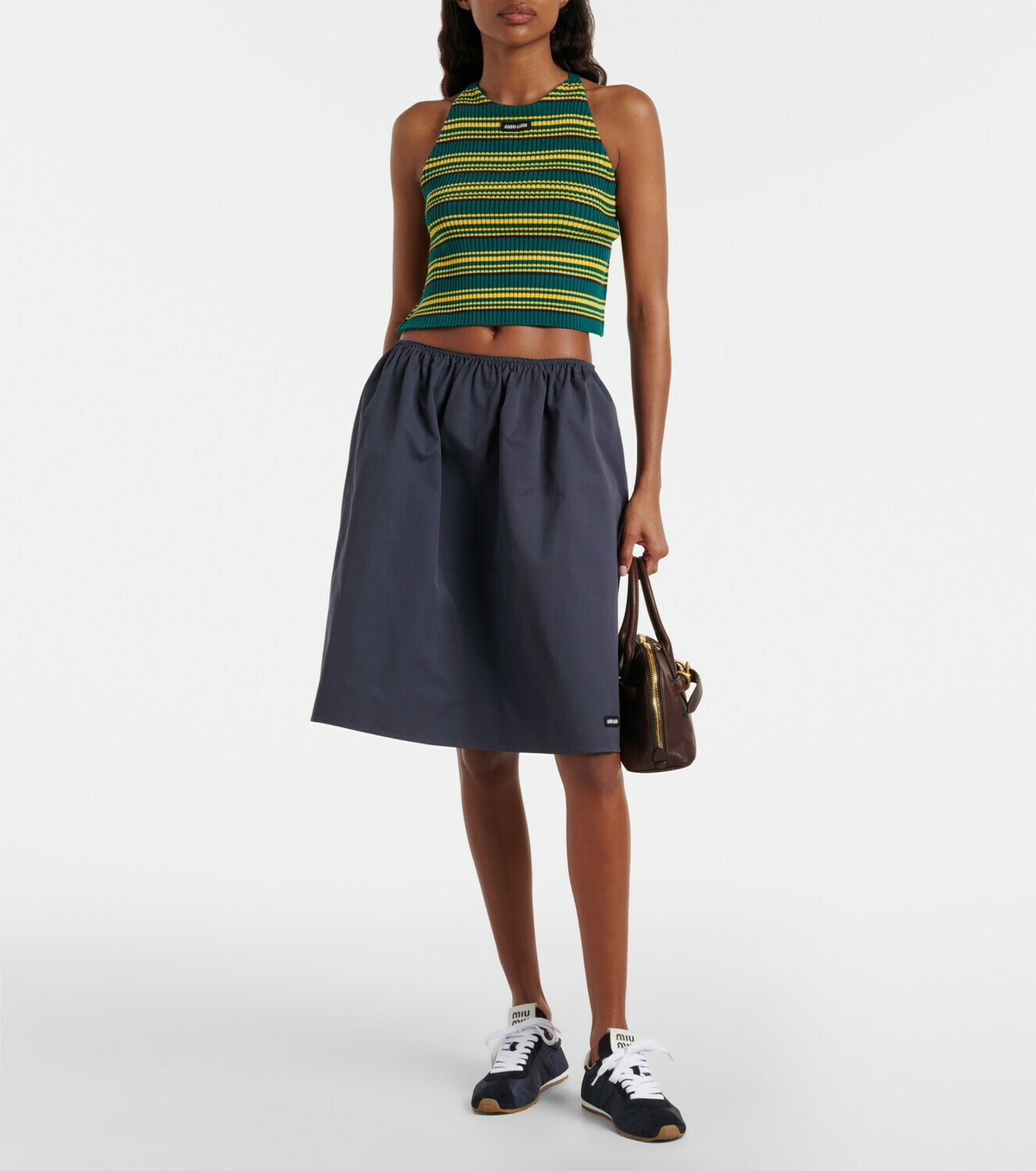 Miu Miu Plume suede-trimmed sneakers