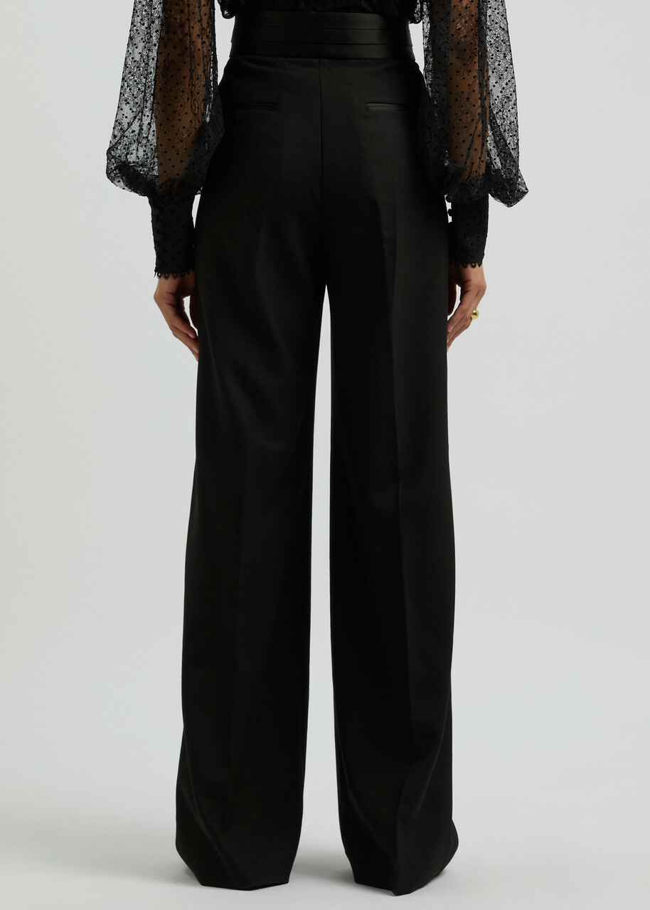 Rebecca Vallance Eclipse Satin-panelled Wide-leg Trousers Black