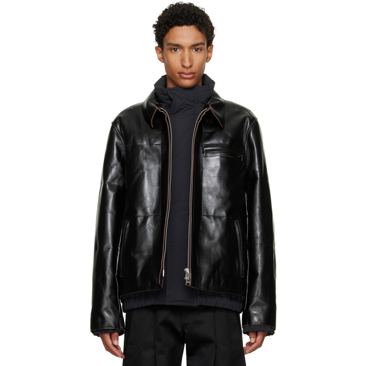 Photo: sacai Black Down Leather Blouson Jacket