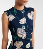 Erdem Draped floral jersey midi dress
