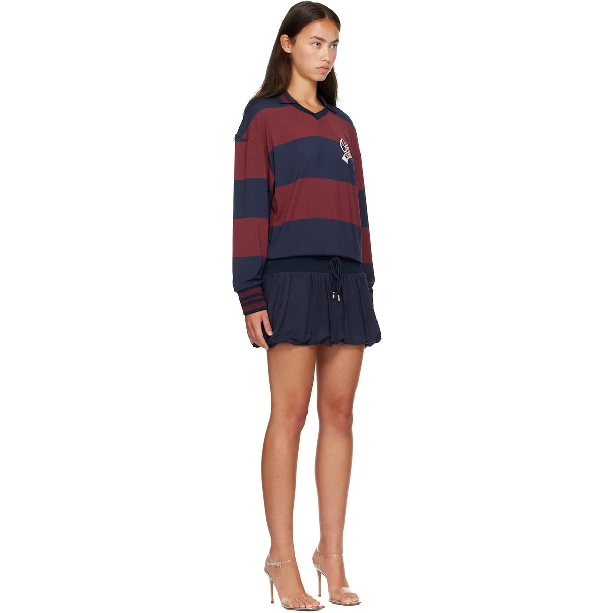 Off-White Navy Striped Interlock Polo Minidress