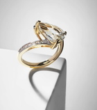 Mateo Slanted 14kt gold ring with topaz and diamonds