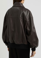Khaite Shelman Leather Jacket Brown Dark