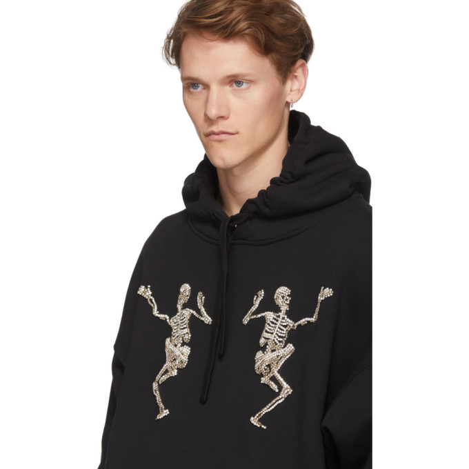 Alexander McQueen Black Embroidered Dancing Skeleton Hoodie