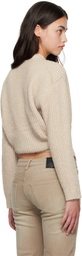R13 Beige Split Hem Ribbed Cardigan