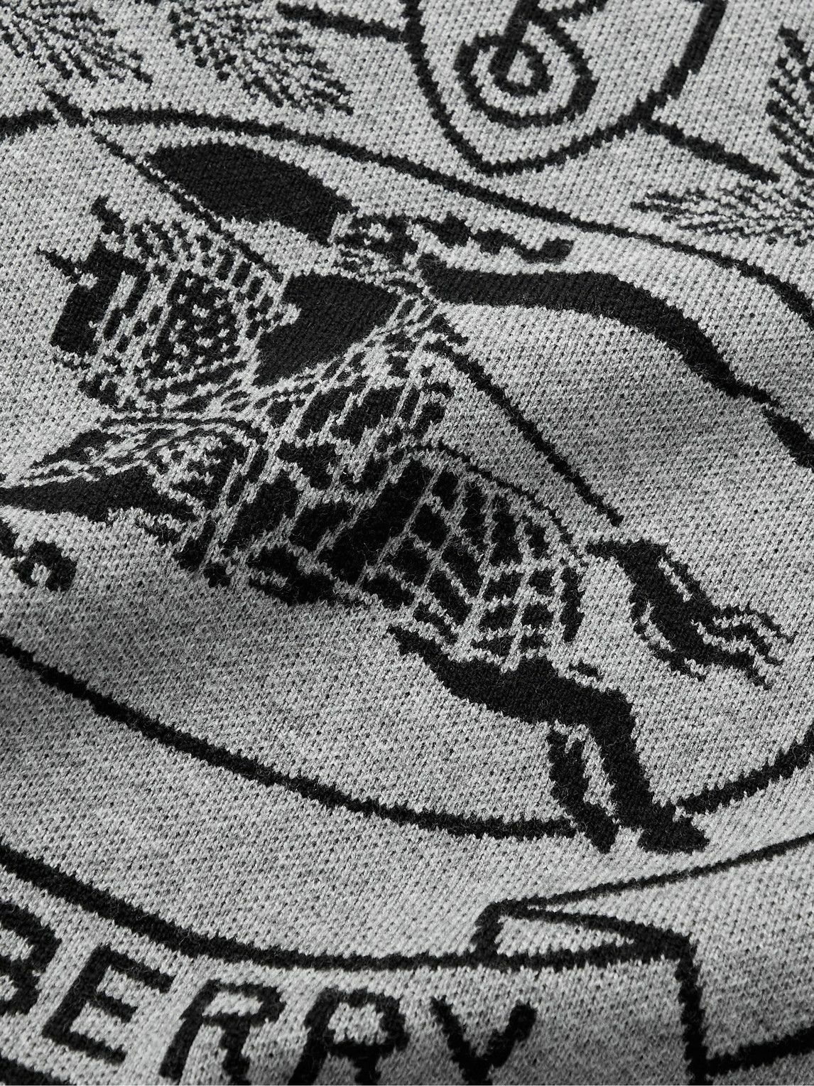 Burberry - Logo-Jacquard Wool Sweater - Gray Burberry