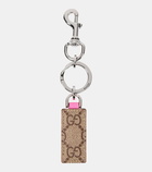 Gucci Ophidia leather-trimmed canvas keychain