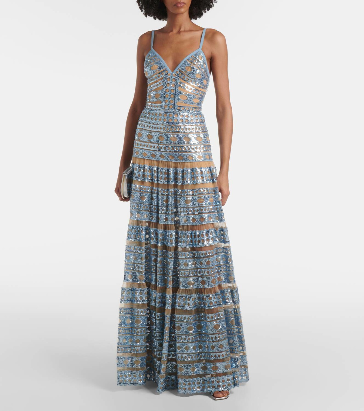 Elie Saab Sequined tulle-trimmed gown