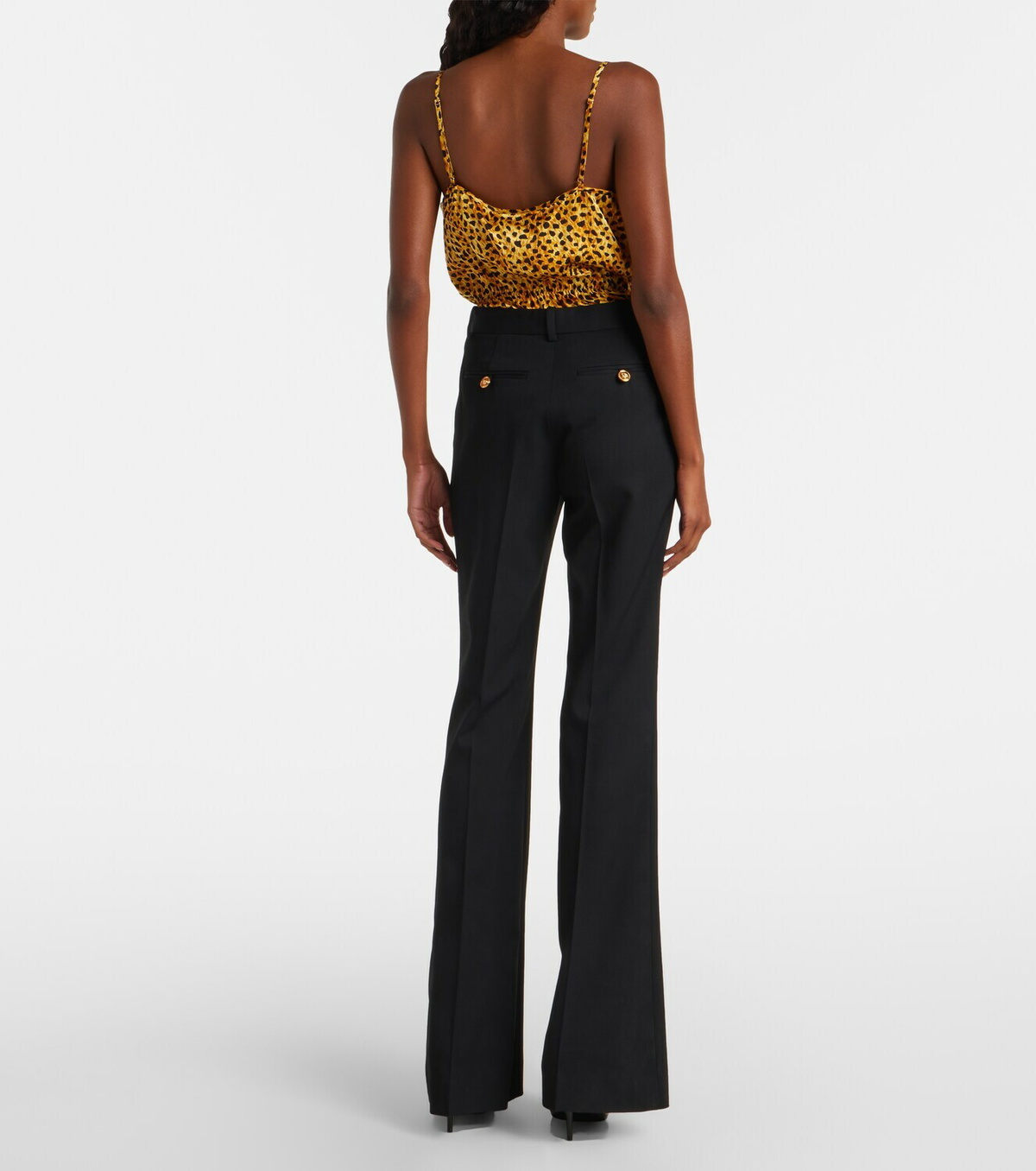 Versace Leopard-print silk satin bodysuit