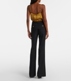 Versace Leopard-print silk satin bodysuit