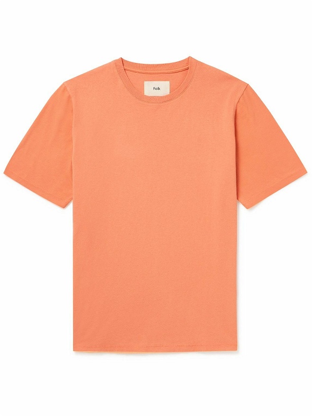 Photo: Folk - Garment-Dyed Cotton-Jersey T-Shirt - Orange