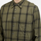 Universal Works Men's Shadow Check Square Pocket Shirt in Olive
