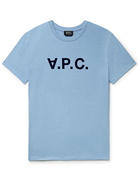 A.P.C. - VPC Logo-Flocked Cotton-Blend Jersey T-Shirt - Blue