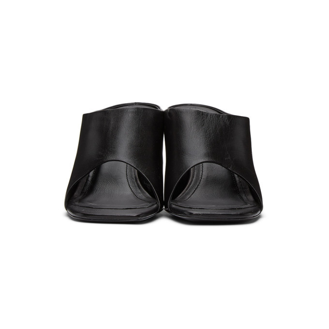 Toteme Black Leather Open Toe Mule Toteme