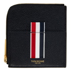 Thom Browne Black Half Zip Around Intarsia Stripe Wallet