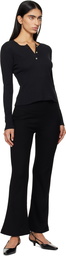 LESET Black Pointelle Long Sleeve Henley