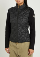 Moncler Quilted Cotton and Nylon Cardigan Black