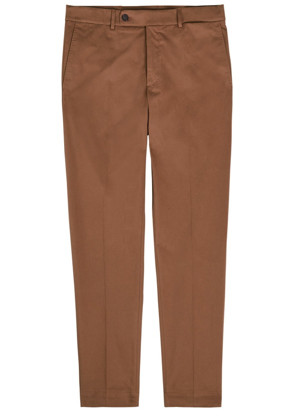 Photo: Slowear Tapered-leg Stretch-cotton Trousers Brown