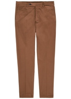 Slowear Tapered-leg Stretch-cotton Trousers Brown