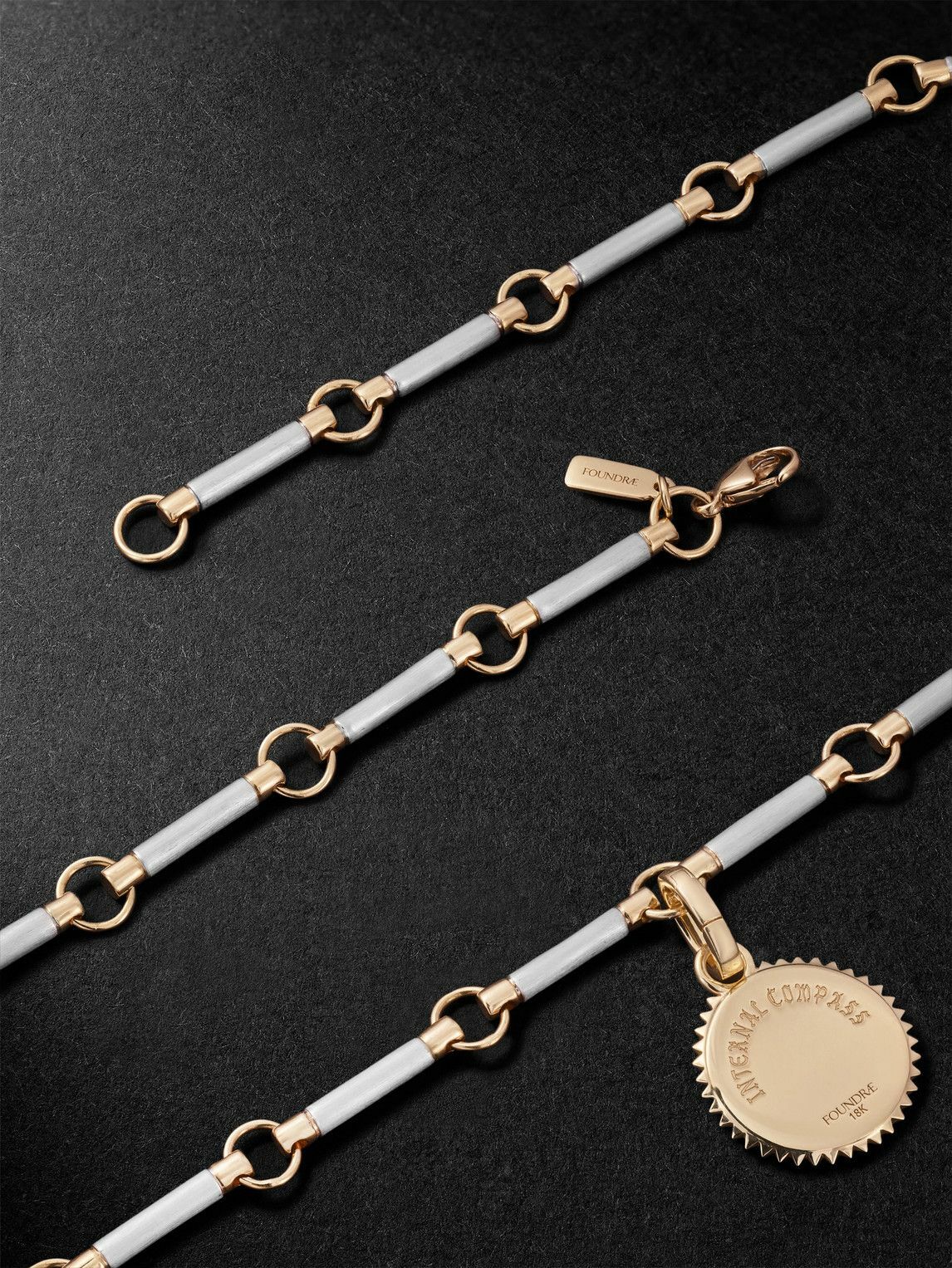 Foundrae - Element Internal Compass Rhodium-Plated 18-Karat White and Yellow Gold Diamond Pendant Necklace