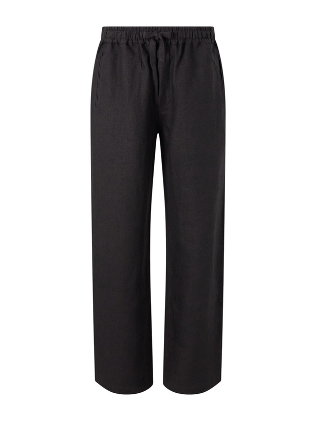 Photo: Saman Amel - Straight-Leg Linen Trousers - Black