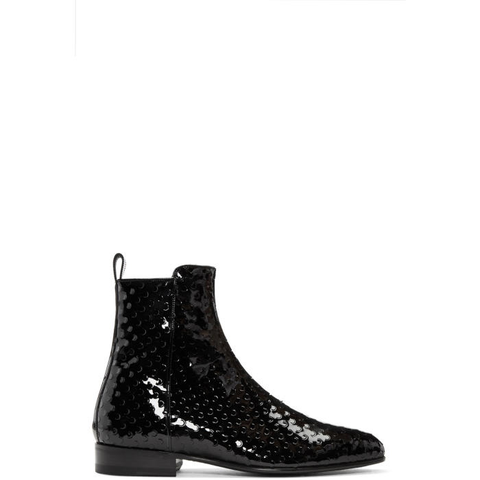 Photo: Saint Laurent Black Perforated Wyatt Zip Boots