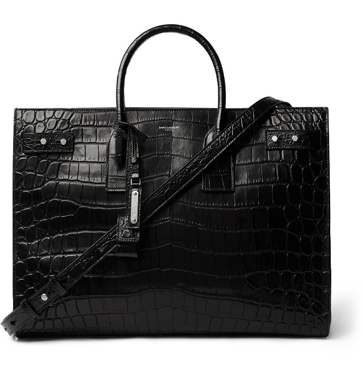 Photo: SAINT LAURENT - Croc-Effect Leather Tote Bag - Black