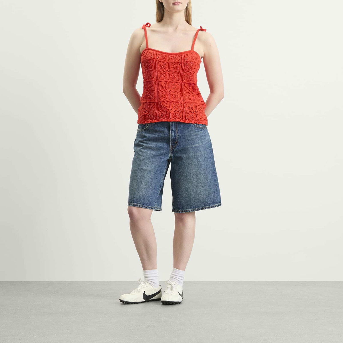 Levi's Women's Abbey Tie Shoulder Crochet Tank in Signal Red