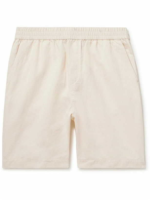 Photo: Sunspel - Straight-Leg Cotton and Linen-Blend Twill Shorts - Neutrals
