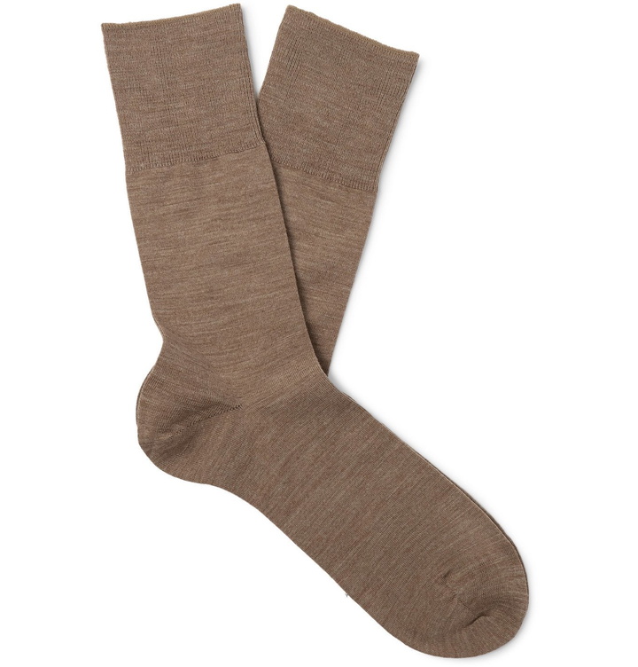 Photo: FALKE - Airport Merino Wool-Blend Socks - Brown