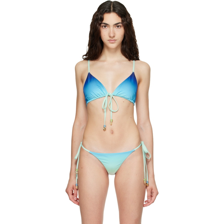 Photo: Casablanca Blue & Green Gradient String Beaded Bikini Top