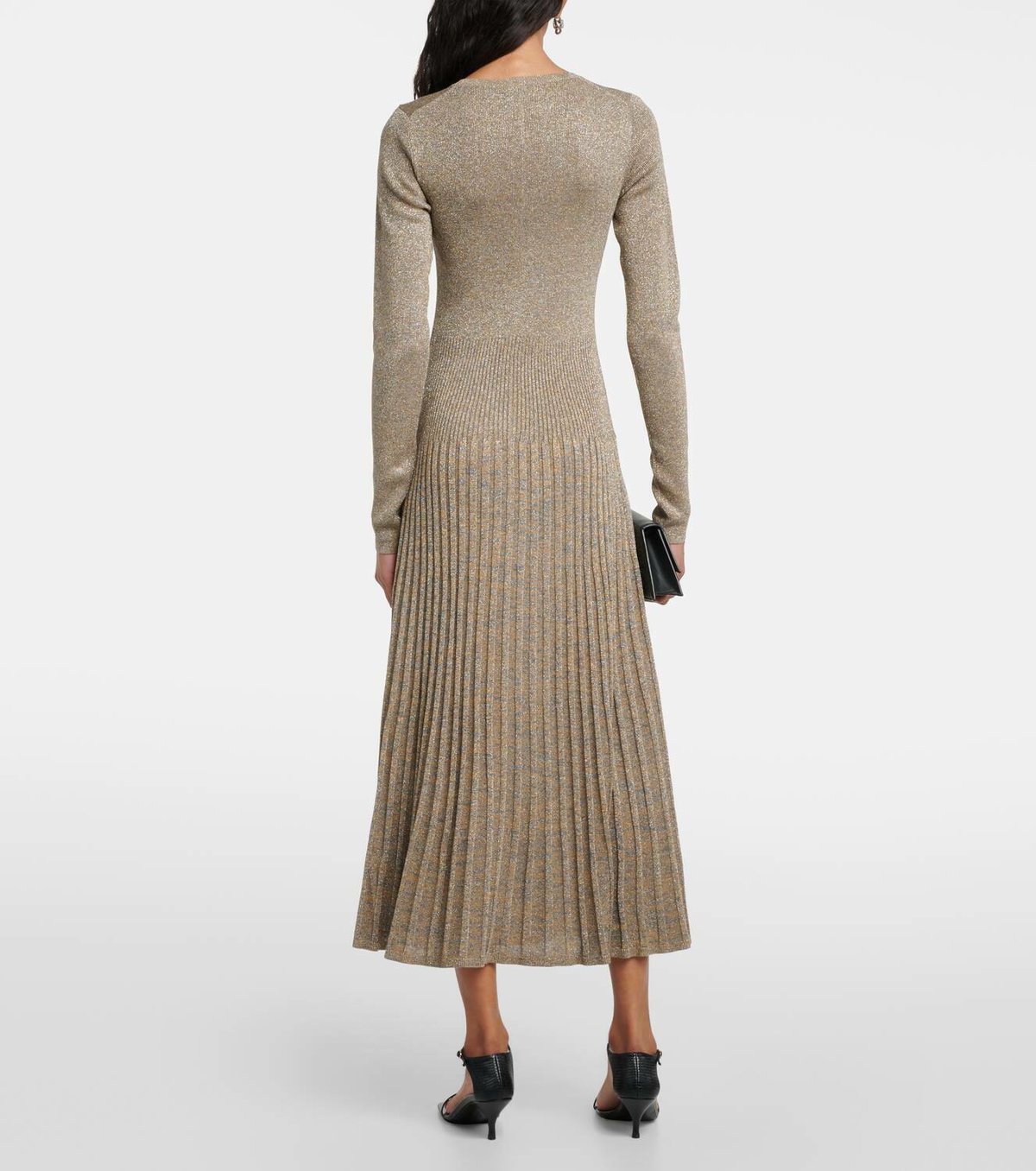 knee length dresses for ladies Lurex Waves with Eylets Strapless Midi Dress E6372a2658