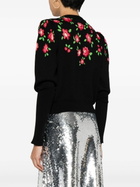 Molly Goddard Black Sonia Floral-Intarsia Cardigan