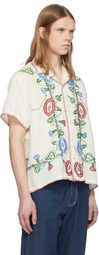 HARAGO White Embroidered Linen Shirt