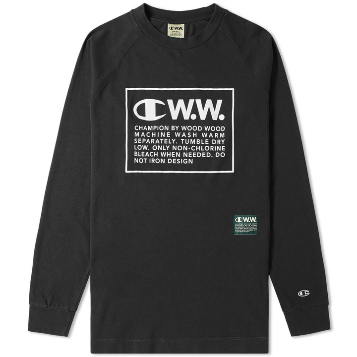 Photo: Champion x Wood Wood Long Sleeve Box Logo Tee