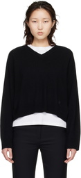 Loulou de Saison Black Anzor LDS Cashmere V Neck Sweater