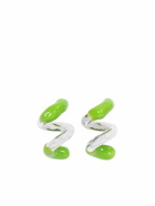 Sunnei Fusillo Rubberized Silver/ Green Earrings