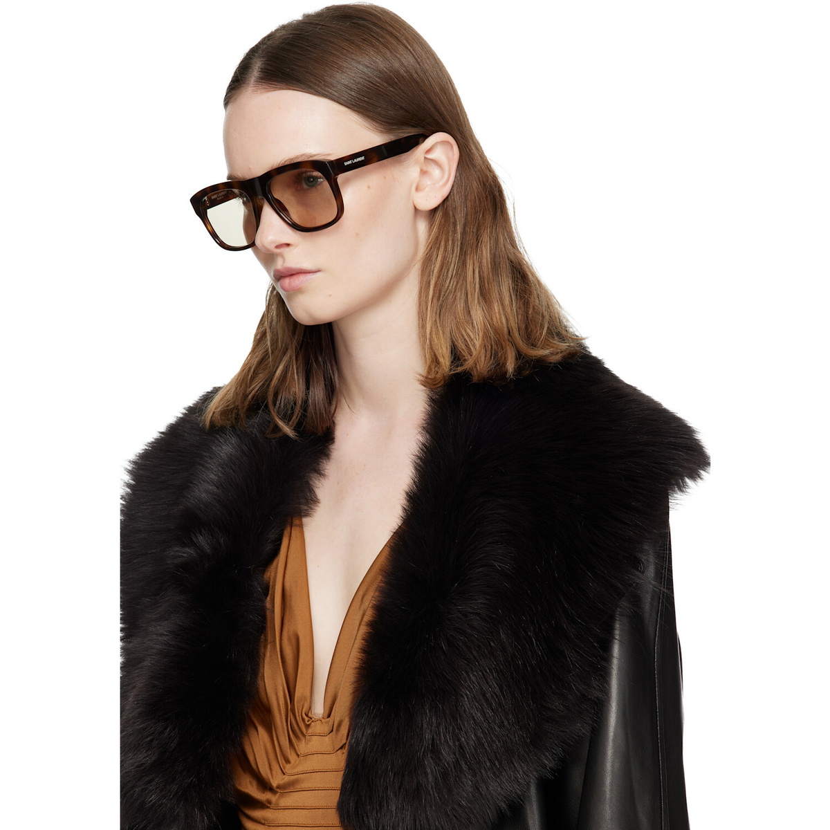 Saint Laurent Brown Oversized Square Sunglasses