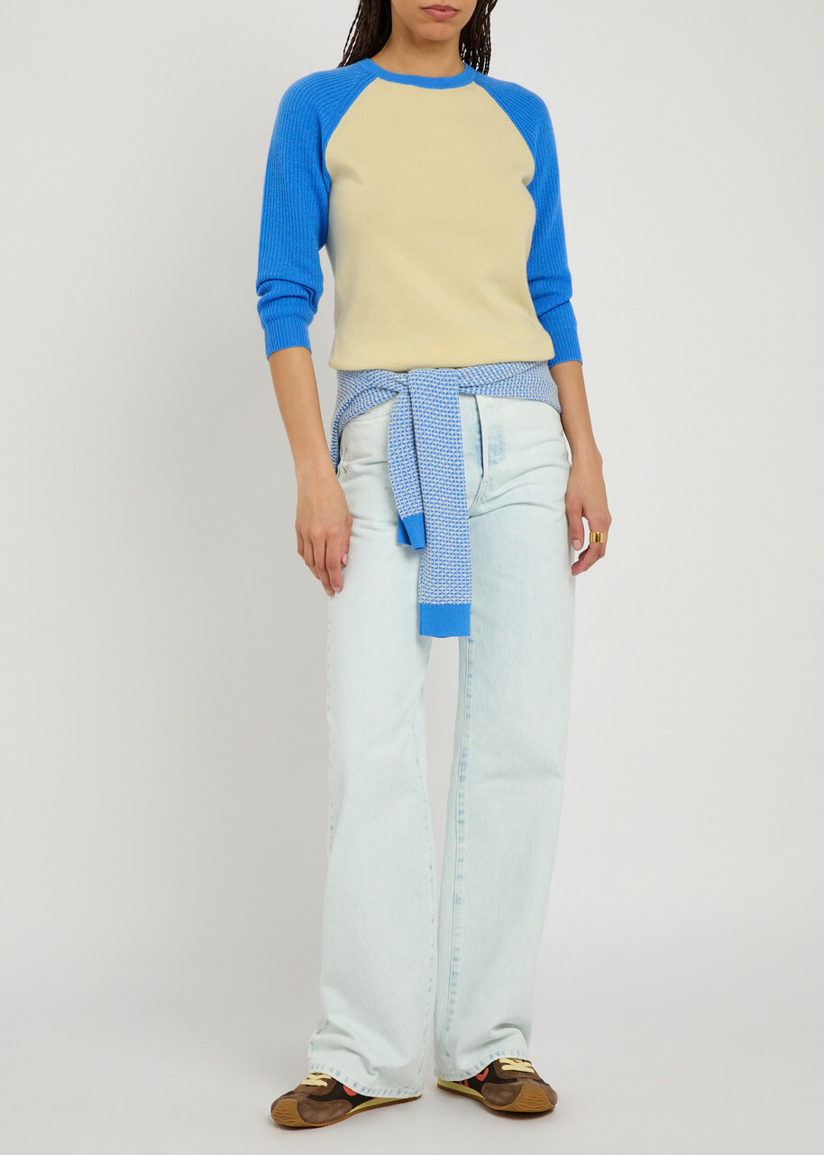 Guest In Residence Baseball Knit Cashmere T-shirt Blue