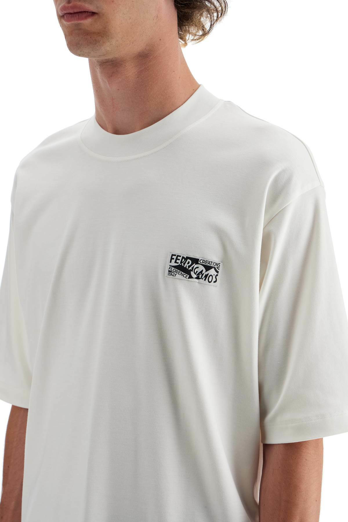 FERRAGAMO cotton and silk blend t-shirt White Salvatore