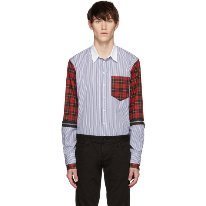 Photo: Dsquared2 Multicolor Mixed Stripe and Check Military Shirt