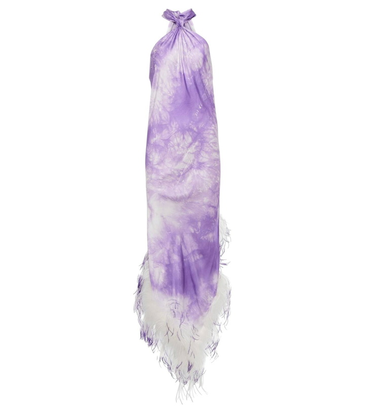 Photo: Giuseppe di Morabito Feather-trimmed tie-dye maxi dress