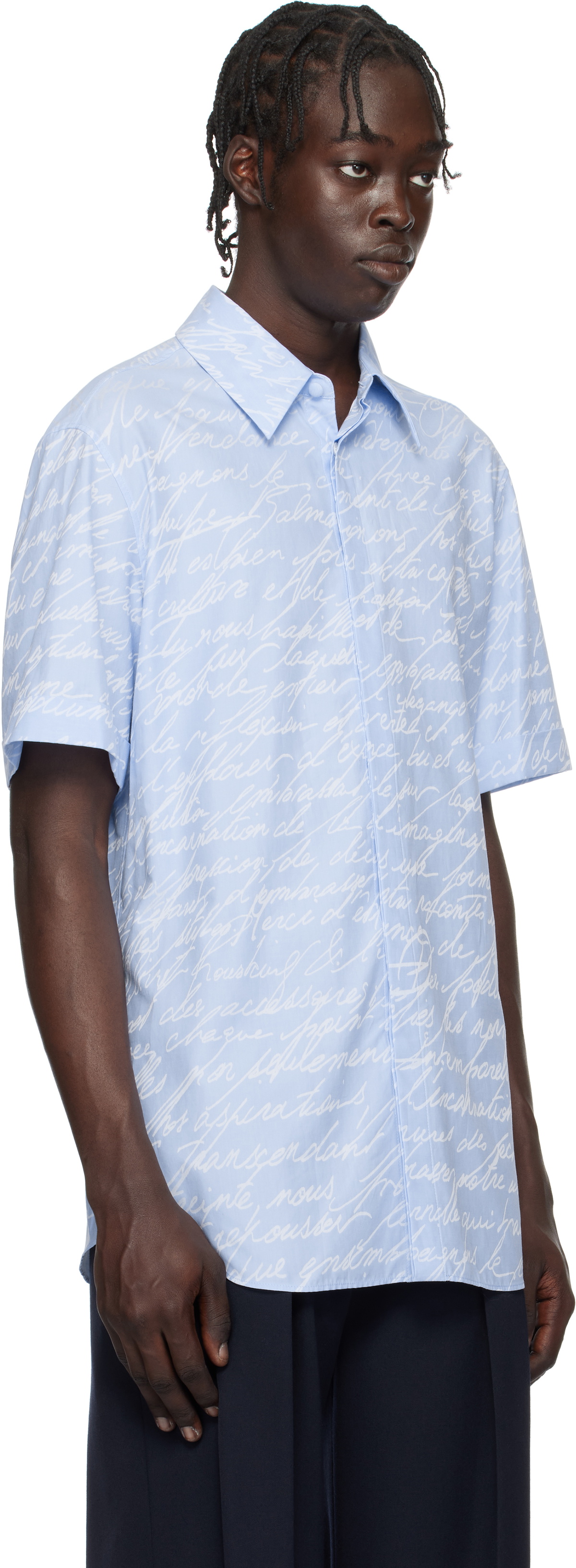 Balmain Blue Love Letter Print Shirt Balmain