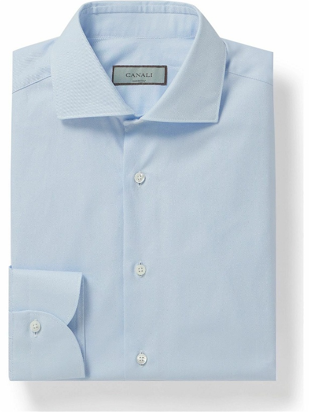 Photo: Canali - Cutaway-Collar Cotton-Twill Shirt - Blue