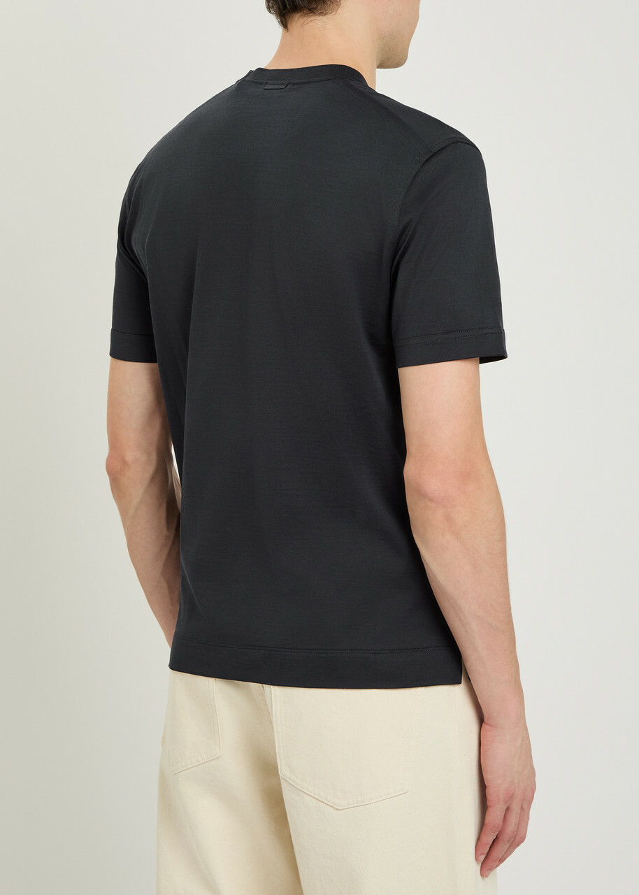 Zegna Cotton and Silk-blend T-shirt Black
